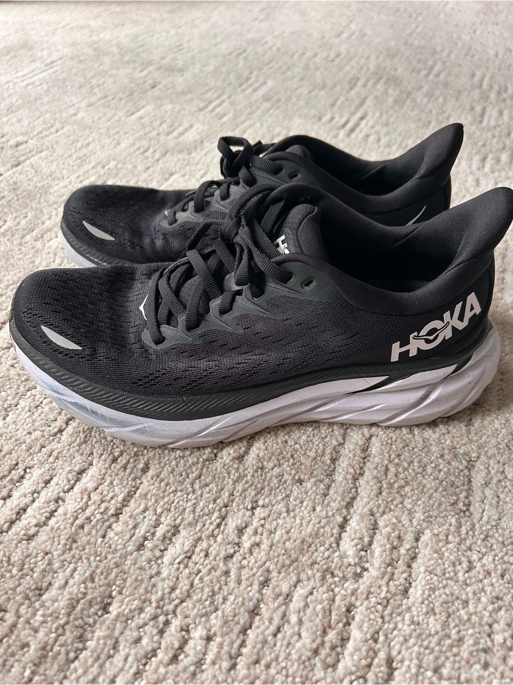 Hoka Black and White Women's Road Running Shoes